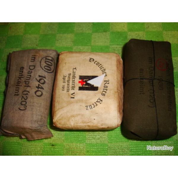 LOT DE TROIS PANSEMENTS ALLEMAND WW2