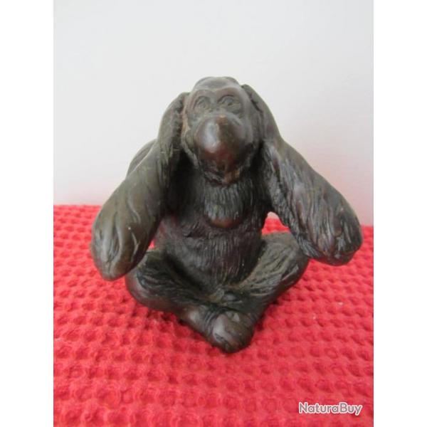 Statuette en rsine singe de la sagesse 1980
