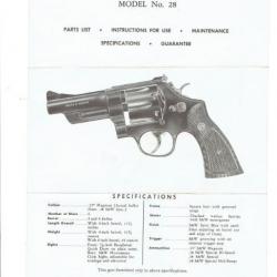 notice SMITH WESSON model 28 (envoi par mail) - VENDU PAR JEPERCUTE (m2060)