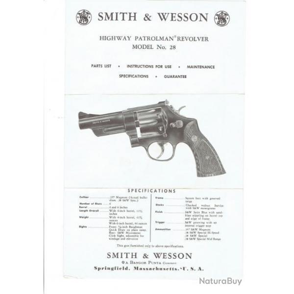 notice SMITH WESSON model 28 (envoi par mail) - VENDU PAR JEPERCUTE (m2060)