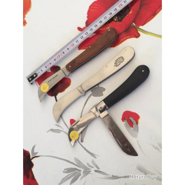 Lot de 3 couteaux serpettes