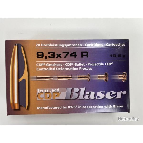 BLASER CDP CAL 9.3X74R 18.5 BTE DE 20 BALLES(vendu par 2 boites)