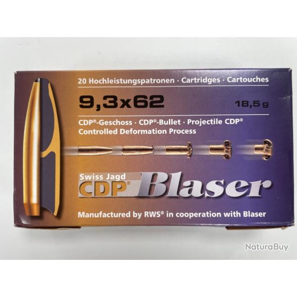 BLASER CDP CAL 9.3X62 18.5 BTE DE 20 BALLES(vendu par 2 boites)