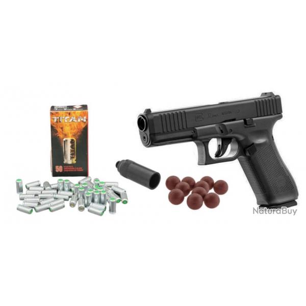 Mega Promo - Pack prt Dfense Glock 17 Gen5 avec embout Self-Gomm + Munitions