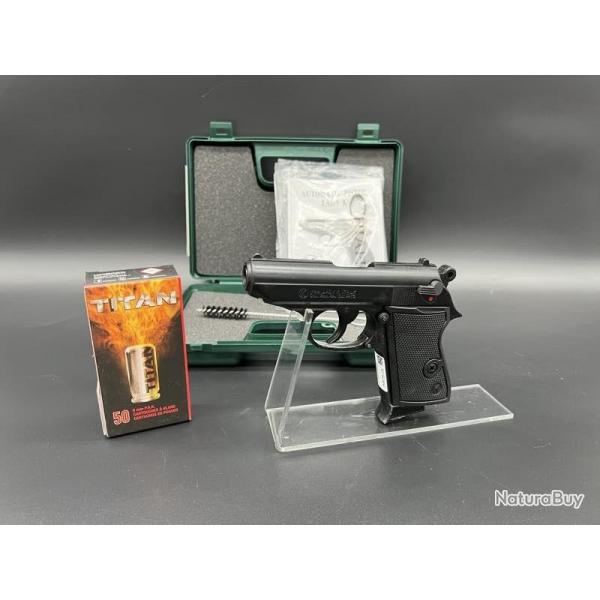 Pack Pistolet  blanc Kimar Lady rplique Walther PPK 9MM PAK + 50 munitions