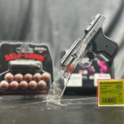 Pack défense Pistolet TUNA Chrome 8mm PAK + 10 Munitions CS + Embout Self Gomme