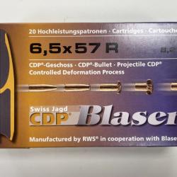 BLASER CDP CAL 6.5X57R 8.2G BTE DE 20 BALLES(vendu par 2 boites)