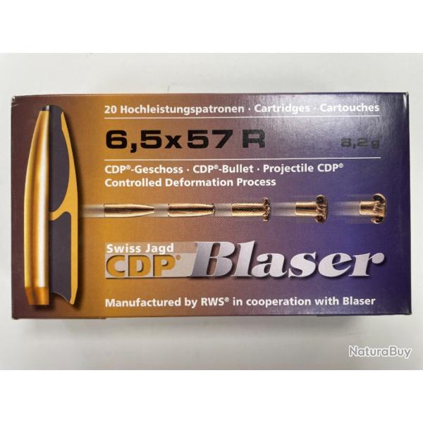 BLASER CDP CAL 6.5X57R 8.2G BTE DE 20 BALLES(vendu par 2 boites)