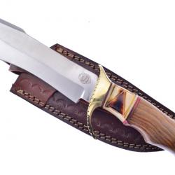 Couteau Frost Cutlery Forest Guardian Manche Noyer Lame Acier Inox Etui Cuir FCW692WW