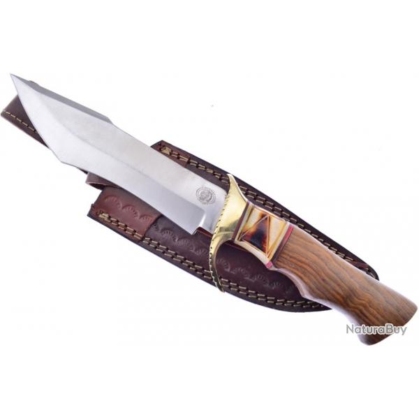 Couteau Frost Cutlery Forest Guardian Manche Noyer Lame Acier Inox Etui Cuir FCW692WW