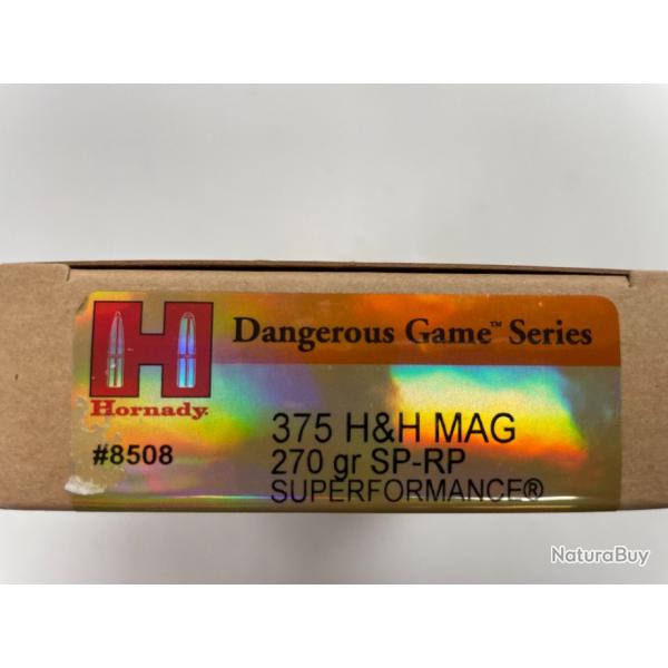 HORNADY 375 H H SUPERFORMANCE 270GR BOITE DE 20 BALLES(VENDU PAR 2 BOITES