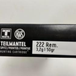 RWS 222R TELMANTEL 3.2G BOITE DE 20 BALLES(VENDU PAR 2 BOITES°