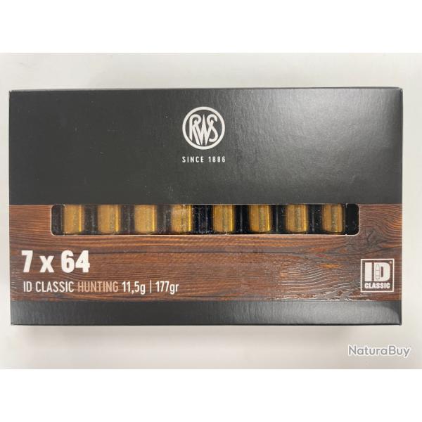 RWS 7X64 UNI CLASSIC 11.5G BOITE DE 20 BALLES(VENDU PAR 2 BOITES