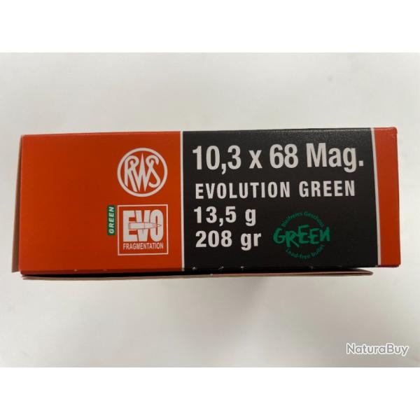 RWS 10.3X68 EVO GREEN 13.5G BOITE DE 20 BALLES(VENDU PAR 2 BOITES)