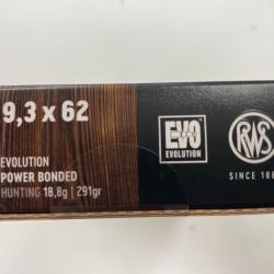 RWS 9.3X62 EVO 18.8G BOITE DE 20 BALLES(VENDU PAR 2 BOITES)