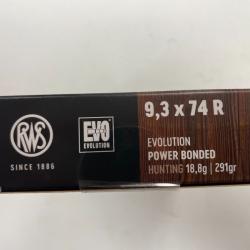 RWS 9.3X74R EVO 18.8G BOITE DE 20 BALLES(VENDU PAR 2 BOITES)