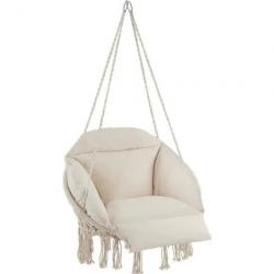 Fauteuil suspendu Pliable Robuste Décoratif Jardin Beige Hamac Confortable