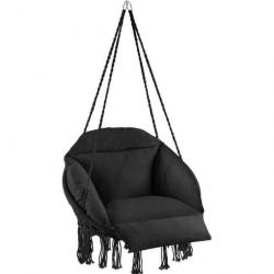 Fauteuil suspendu Pliable Robuste Décoratif Jardin Noir Hamac Confortable