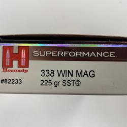 VENTE FLASH HORNADY 338 WIN SST 225GR BOTE DE 20 BALLES(VENDU PAR 2 BOITES)FRAIS DE PORT OFFERT
