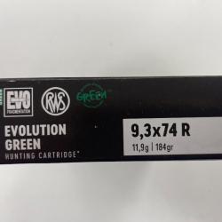 RWS 9.3X74R EVO GREEN 11.9GR BOITE DE 20 BALLES(VENDU PAR 2 BOITES)