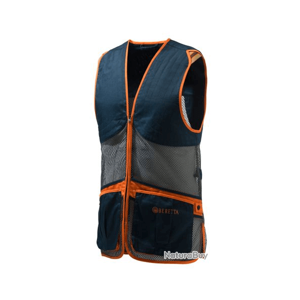 Gilet de tir ball trap unisexe Full Mesh bleu orange BERETTA