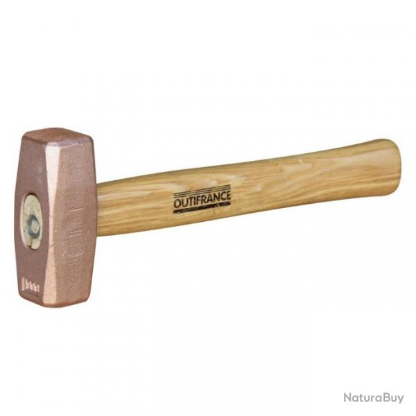 Massette Outifrance en cuivre tte 30mm angles abattus manche en bois verni OUTIFRANCE