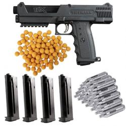 Forfait de défense à domicile Tippmann TiPX comprenant 20 capsules de CO2, 1 Mag Pack et 100 balles 