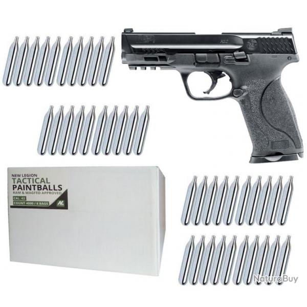 Smith & Wesson M&P9 2.0 T4E cal.43 pistolet de dfense  domicile incluant 4000 billes de peinture c