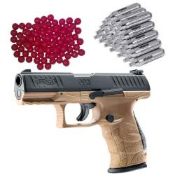 Walther PPQ M2 T4E RAM pistolet de défense à domicile FDE incluant 30 capsules de CO2 et 50 balles e