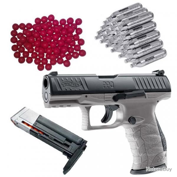 Walther PPQ M2 T4E RAM pistolet de dfense  domicile en gris tungstne incluant un chargeur supplm