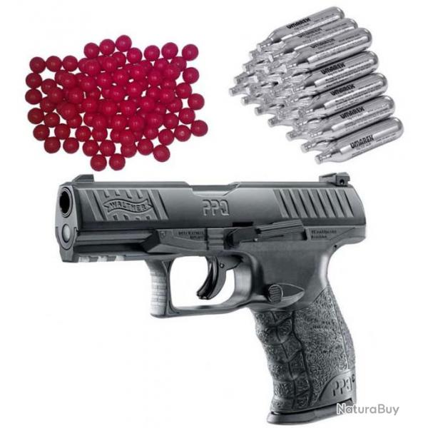 Walther PPQ M2 T4E RAM pistolet de dfense  domicile comprenant 30 capsules de CO2 et 50 balles en 