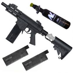 Valken M17 MagFed CQC noir incluant un système HP de 0,2 L et 2x magazines hybrides supplémentaires.