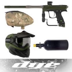 Kit de paintball pour débutants DYE DPL comprenant Rize CZR, chargeur, masque et système HP - olive/