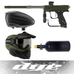 Kit de paintball pour débutants DYE DPL comprenant Rize CZR, chargeur, masque et système HP - olive/