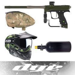 Kit de paintball pour débutants DYE DPL comprenant Rize CZR, chargeur, masque et système HP - olive/