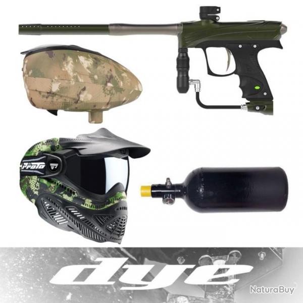 Kit de paintball pour dbutants DYE DPL comprenant Rize CZR, chargeur, masque et systme HP - olive/