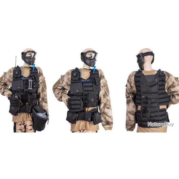 Gilet lourd de paintball tactique NXe MagFed incluant Battlepack et poches supplmentaires - noir