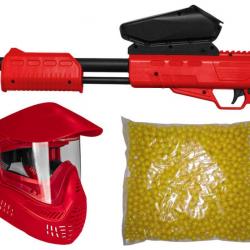 Marqueur Blaster Kids Gotcha Gun / Fusil cal. 50 (0.5 J) avec chargeur, masque et 500 billes de pein