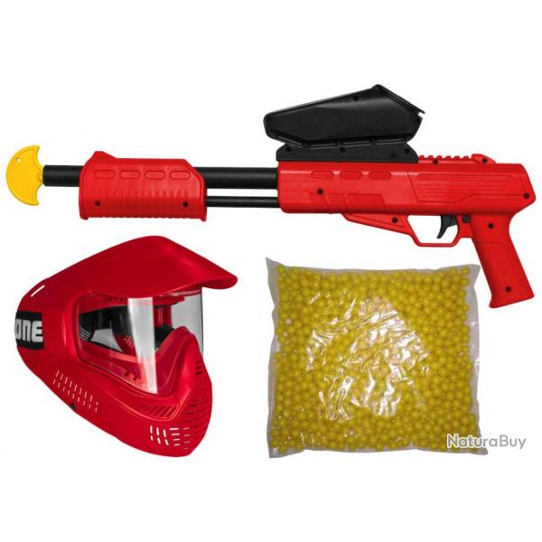 Marqueur Blaster Kids Gotcha Gun / Fusil cal. 50 (0.5 J) avec chargeur, masque et 500 billes de pein