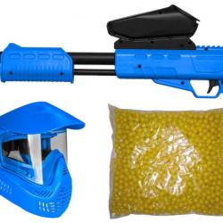 Marqueur Blaster Kids Gotcha Gun / Fusil cal. 50 (0.5 J) avec chargeur, masque et 500 billes de pein