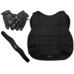 Nouvel ensemble de protection pour paintball de la marque Legion - noir avec gants à doigts complets