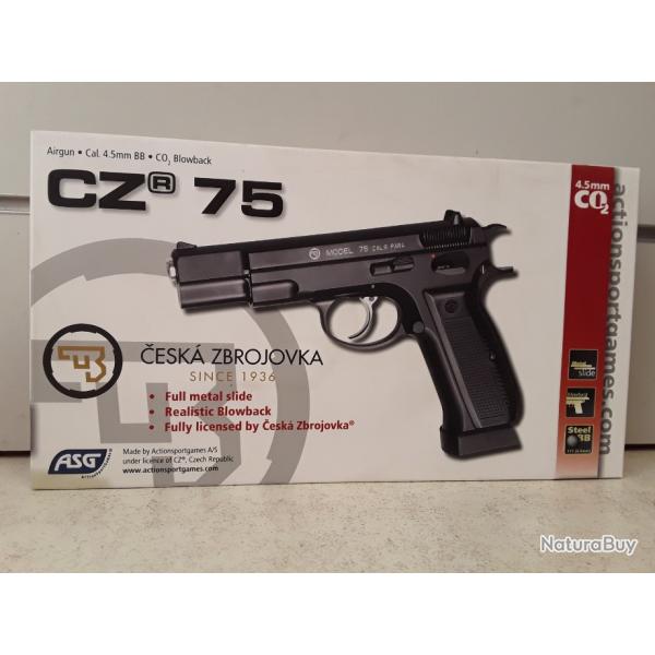 10800 PISTOLET ASG CZ 75 CAL4,5MM CO2 1,6JOULES NEUF