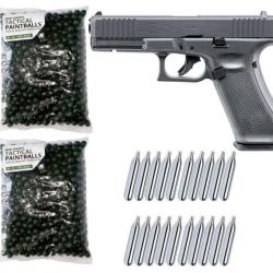 GLOCK 17 Gen5 T4E RAM Pistolet Paintball cal.43 Pistolet de défense à domicile incluant 1000 Paintba