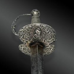 épée De Cour En Argent, Décorée De Profils De César France, XVIIIème Siècle