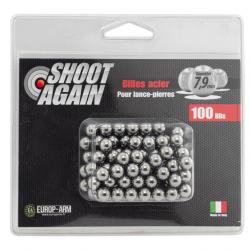 SHOOT AGAIN - 100 BILLES ACIER - 7,9mm - Pour lance-pierres