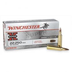 Boite de 20 cartouches WINCHESTER Super X - calibre 22-250 REM - 55 gr - JACKETED SOFT POINT