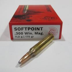 1 boite  20 cartouches calibre 300 Winchester Magnum, Geco Teilmantel soft point 170grs