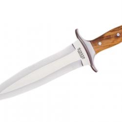 DAGUE DE CHASSE AVEC LAME DOUBLE TRANCHANT 23,5 CM INOX ET MANCHE BOIS D'OLIVIER co10