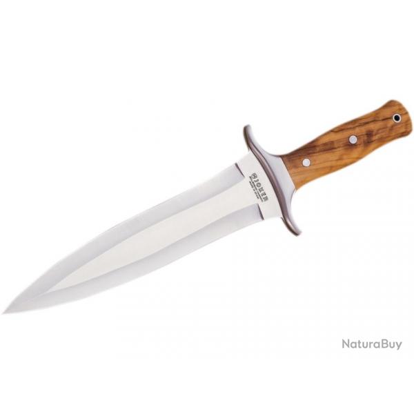 DAGUE DE CHASSE AVEC LAME DOUBLE TRANCHANT 23,5 CM INOX ET MANCHE BOIS D'OLIVIER co10