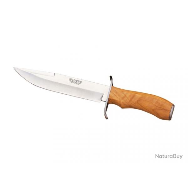 COUTEAU DE CHASSE AVEC MANCHE BOIS D'OLIVIER ET LONGUEUR LAME 17 CM. co36